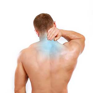 Man with neck pain needing deep tissue massage