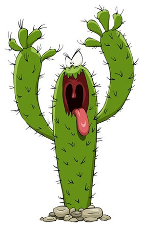 hairy cartoon cactus needing hair removal
