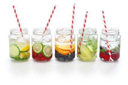 selection of skin detox drinks in jam jars