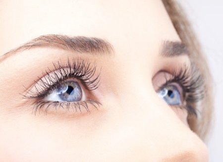 close up of woman's face with lash lifts